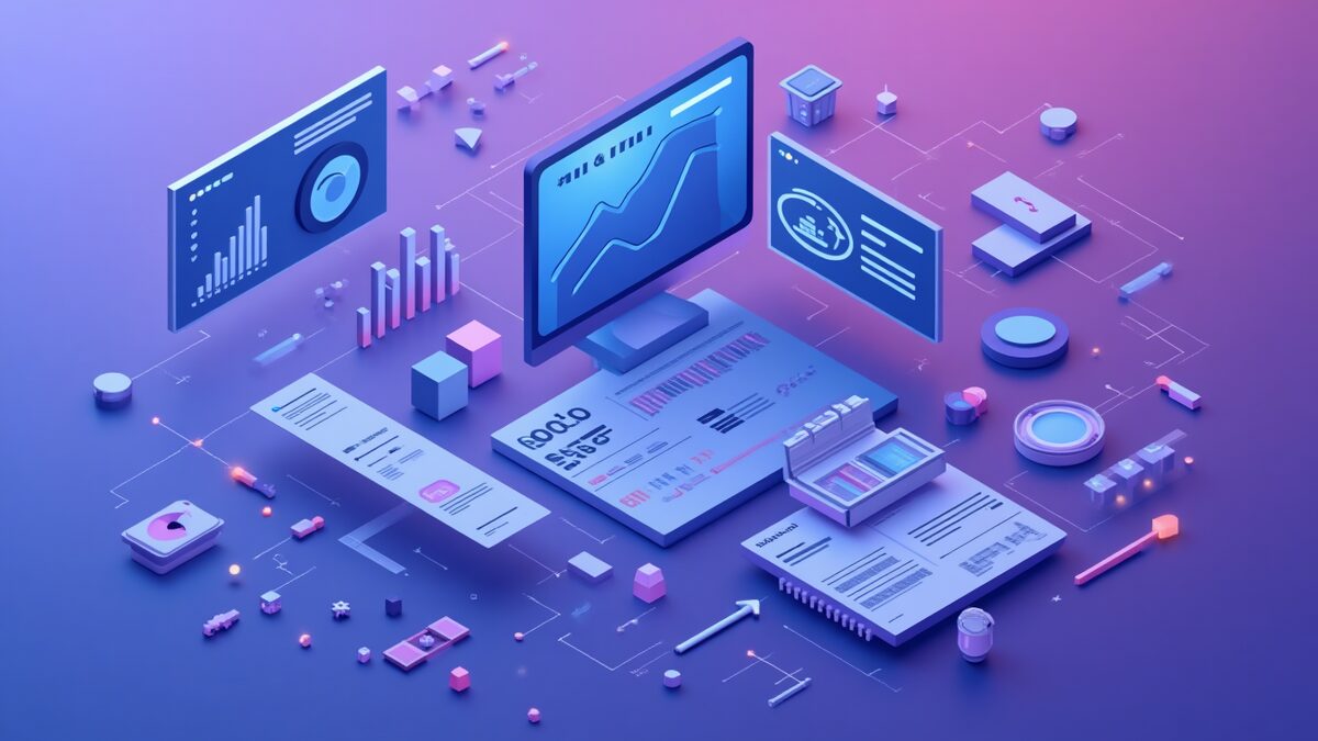 Analytics 대시보드와 검색엔진 인덱싱 컨셉 일러스트